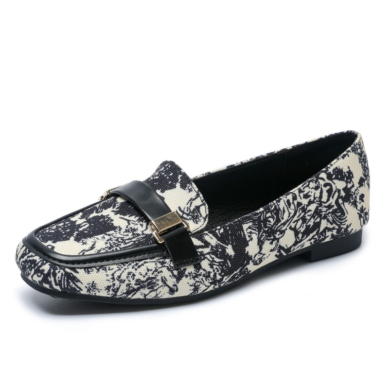 Shoes For Women Flats - Jesienne damskie mokasyny z klamrą, materiałowe,