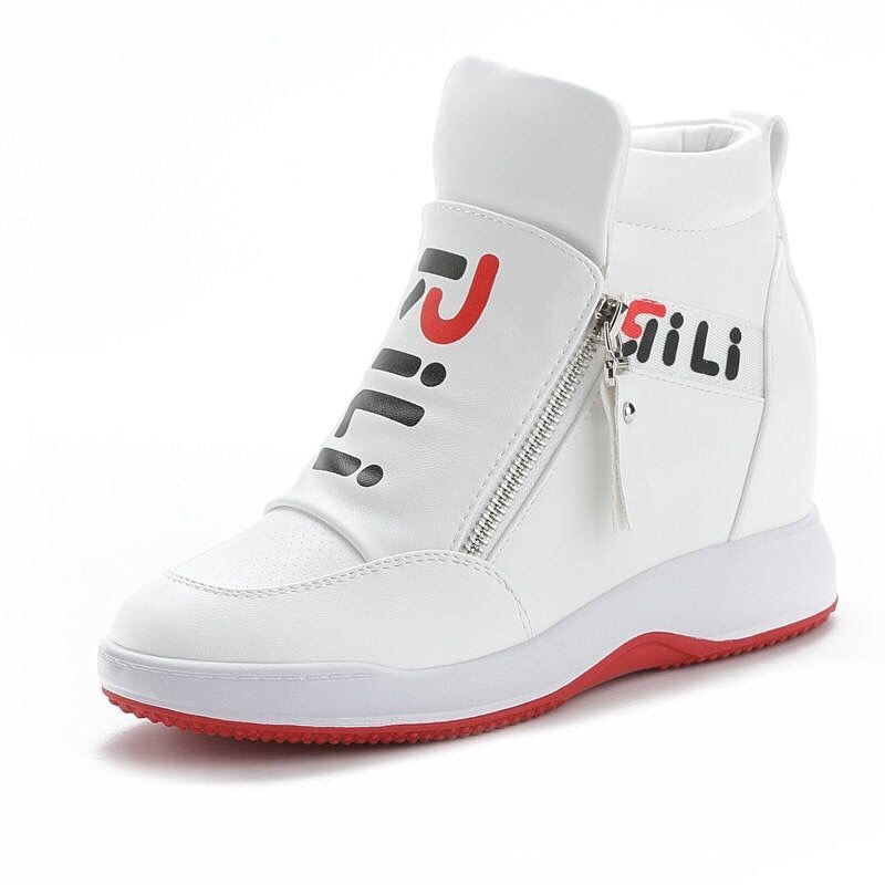 Women'S Shoes Casual Sneakers - Buty damskie podwyższające wzrost, codzienne, skórzane,