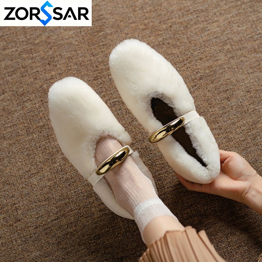 Women Shoes Japanese Brand - Modne baleriny z kwadratowym noskiem, ocieplane