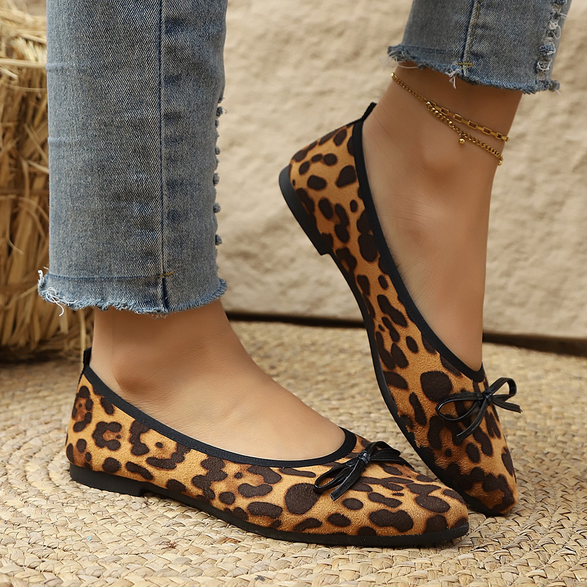 Shoes For Women Flats - 2026 Leopard Flats Damskie baleriny z