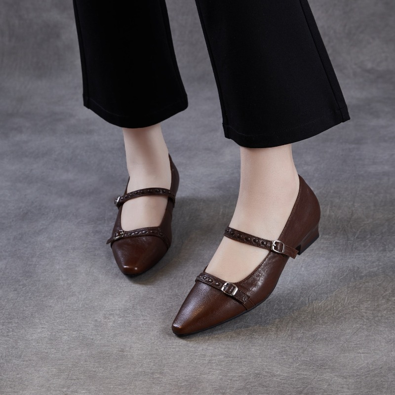 Brązowo-czarne koreańskie dams – Shoes For Women Flats recenzja i cena