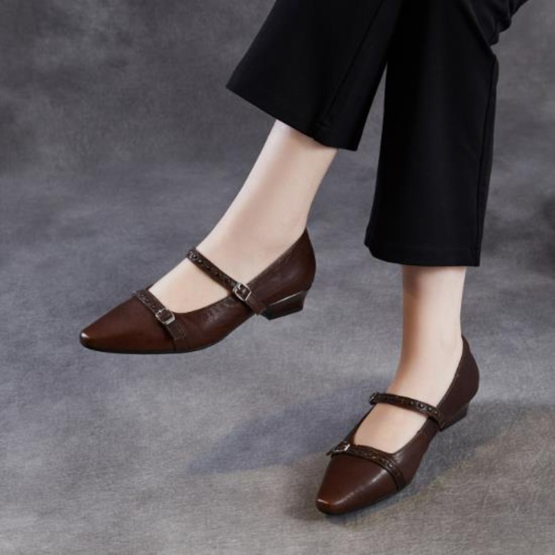 Brązowo-czarne koreańskie dams – Shoes For Women Flats recenzja i cena