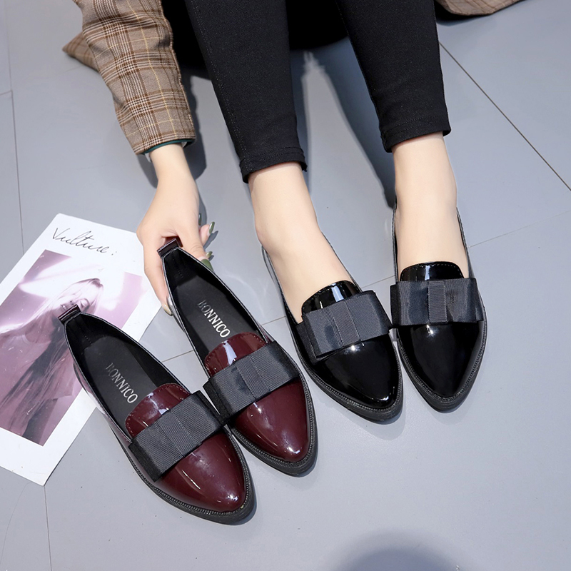 Czarne/Czerwone lakierowane ba – Shoes For Women Flats recenzja i cena