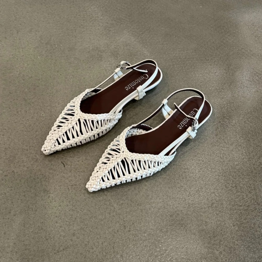 Szpiczaste, tkane sandały w st – Slip On Mule Flat recenzja i cena