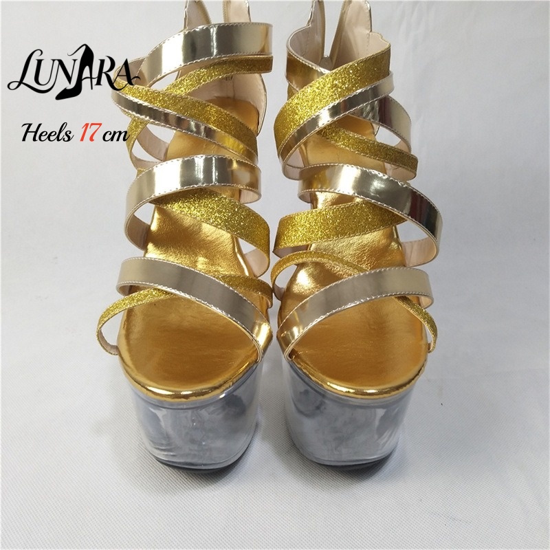 17cm/7 cali Złote Metaliczne S – Strappy Heeled Sandals recenzja i cena