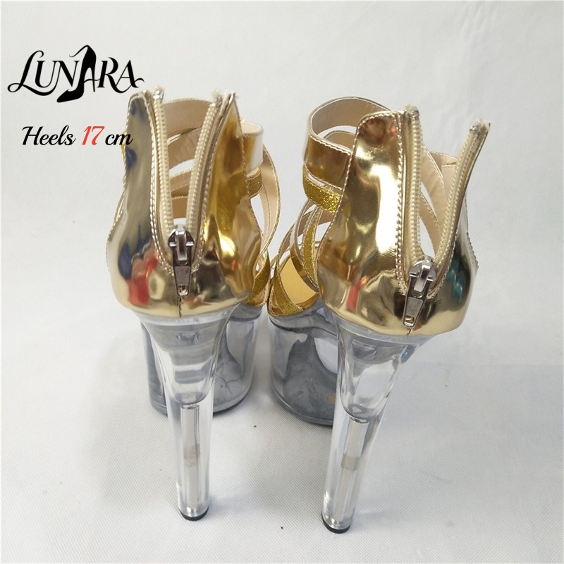 17cm/7 cali Złote Metaliczne S – Strappy Heeled Sandals recenzja i cena